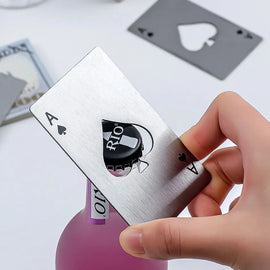 Abridor de Garrafas em Aço Inoxidável Formato Carta de Baralho: Compacto, Moderno e Ideal para Todas as Ocasiões!