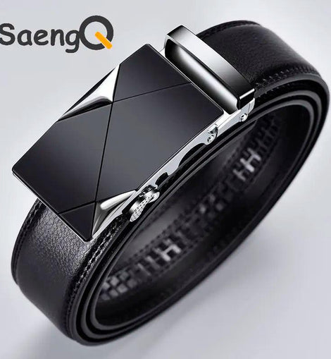 Cinto Masculino de Couro Genuíno com Fivela Automática para Estilo e Praticidade!